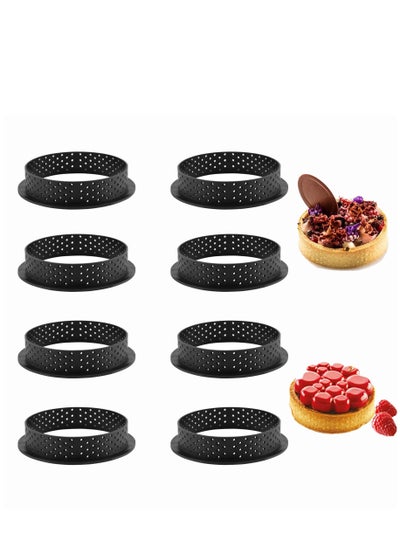 اشتري Tart Ring Mold, Cake Baking Tool, Cake Round Cutter for Kitchen Restaurant Baking Muffin Mousse Ring Cake French Dessert (8 Pcs ) في السعودية