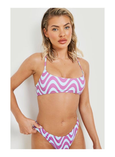 Buy Wavy Print Scooped Bikini Top in Saudi Arabia