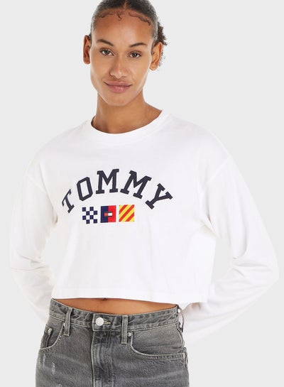 Buy Crew Neck Logo Crop Sweatshirt in UAE