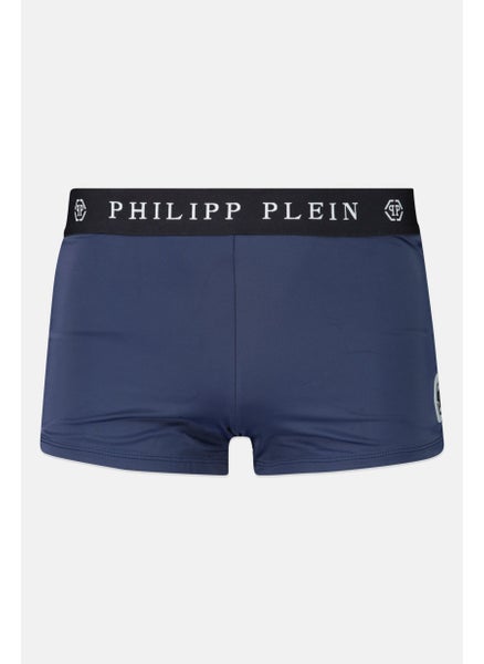 Buy Men Brand Logo Swimming Trunks, Navy Blue in UAE