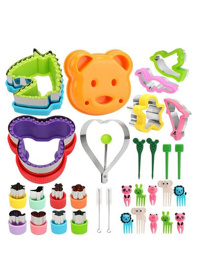 اشتري 32 PCS Sandwiches Cutter and Sealer Set for Kids Animal Food Picks Bread Cookie Cutters Vegetable Fruit Cutters Shapes for Children في الامارات