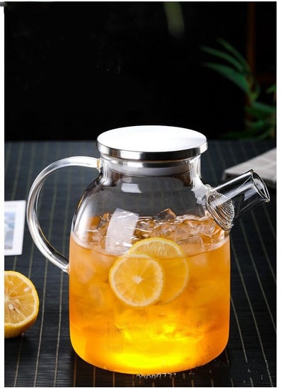 Buy Glass Water Pitche,Borosilicate Glass Teapot for Hot/Cold Water，Glass Water Kettle 1.6L in UAE