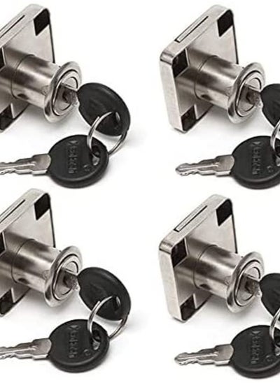 Buy 4 Pcs Cabinet Lock Key Drawer Desk Lock, Zinc Alloy Wardrobe Furniture Cabinet Locker Door Hardware Lock with 8 Key (Black) in UAE