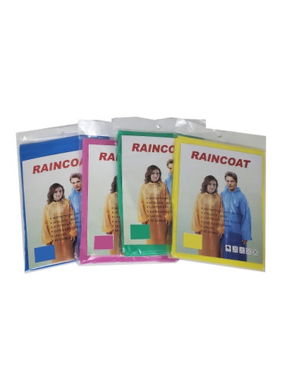 Buy Set of 4 Reusable Vinyl Rain Coats with Attached Hoods Multicolour in Saudi Arabia