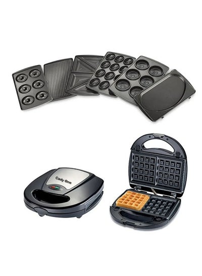 Buy 7-In-1 Non-Stick Multi Snacks Maker with Sandwich-Grill-Waffle-Donuts Detachable Plates 760 W SSM-862 Black in Saudi Arabia