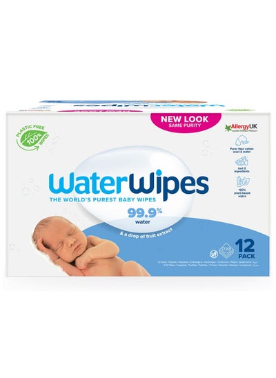 Buy WaterWipes Original Plastic Free Baby Wipes, 12 Packs Each of 60 Unscented Wet Wipes in Saudi Arabia