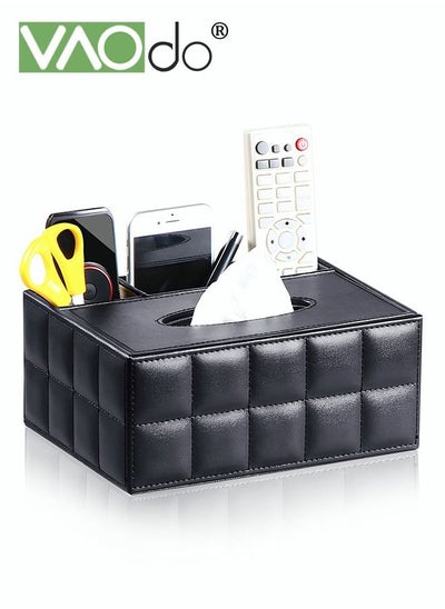 Buy Multifunctional Tissue Box Holder Leather Material with Storage Function Can Accommodate Paper Towels Below 20 cm In Length Black 23.5x16.5x9.5 cm in UAE