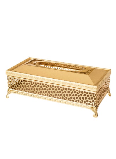 Buy Gold Metal Tissue Box With Luxuriously Designed Legs in Saudi Arabia