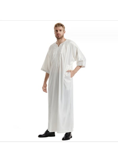 اشتري New Men's Satin Medium Sleeve Embroidered Robe في السعودية