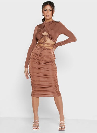 Buy Ruched Detail Midi Skirt in Saudi Arabia