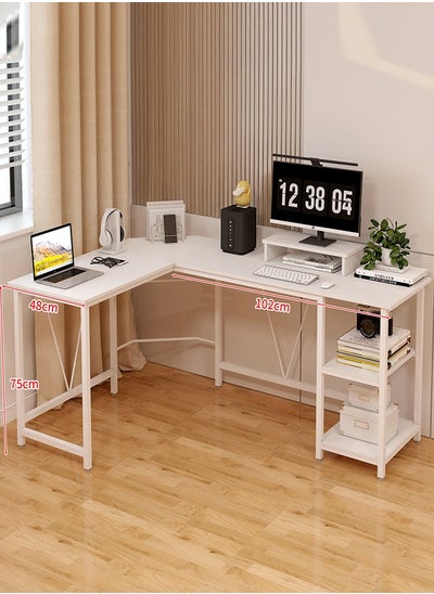 Buy L Shaped Gaming Desk, Corner Computer Desk, Sturdy Home Office Computer Table, Writing Desk, Larger Gaming Desk Workstation, White in Saudi Arabia