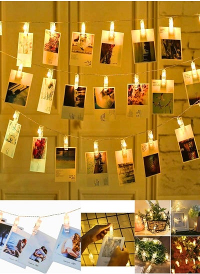 Buy LED Photo Clips String Lights Battery Operated Fairy String Lights with 20 Clips for Hanging Photos Pictures Cards Memos, Warm White Decoration Light for Bedroom Wedding (3M) in UAE