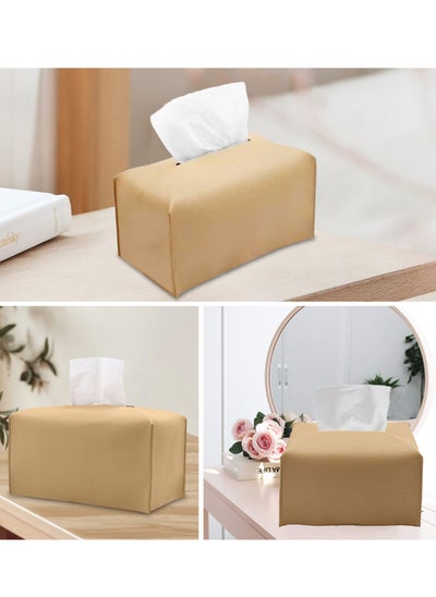 اشتري Large Size Leather Tissue Box Cover Holder Home Decorations for Living Room Bedroom and Office Tissue Box Cover for Car في الامارات