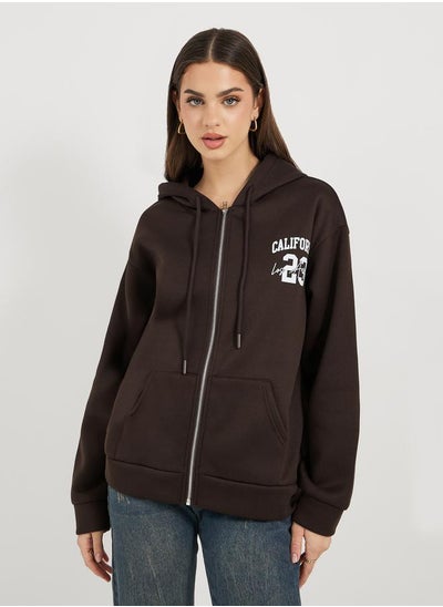 Buy Printed Dropped Shoulder Hooded Sweatshirt in Saudi Arabia