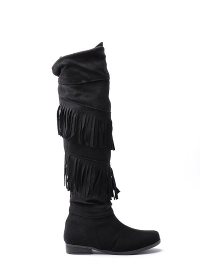 Buy LB-5 Boot Knee-High Matrial Suede - Black in Egypt