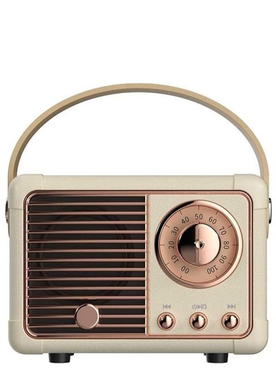 اشتري HM-11 Bluetooth Portable Radio, Retro Mini Speaker with Clear Stereo Sound, Rich Bass for iPhone, Android Devices and Tablets(Beige) في السعودية