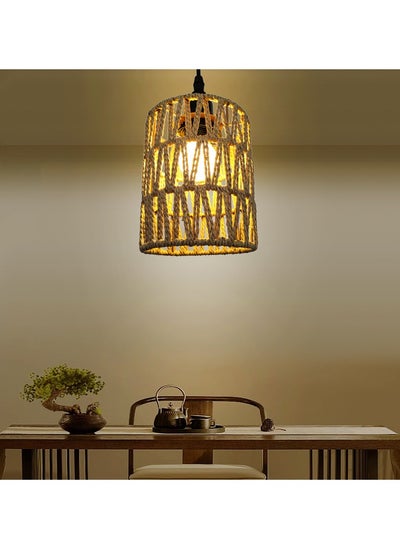 Buy Hand Woven Rattan Cage Pendant Light Cover with Aesthetic Design (Size 12x15CM) in UAE