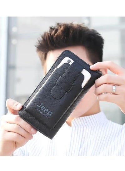 اشتري A modern black men's pocket wallet with a mobile phone case في مصر