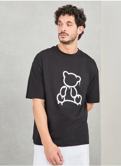 Buy Teddy Graphic Print Compact Cotton Oversized T-Shirt in Saudi Arabia