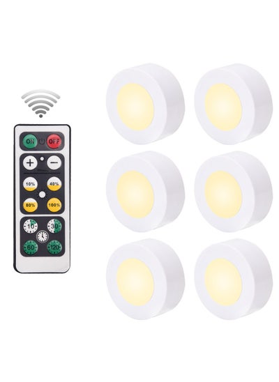 Buy 6 Piece LED Night Light Cordless Battery Powered Sensor Cabinet Light with Remote Control For Hallways Stairs and Bedrooms in Saudi Arabia