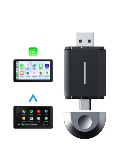 Buy 2 in 1 Wireless CarPlay Apple CarPlay & Android Auto Car Adapter, with WiFi Bluetooth Plug and Play Converts Wired to Wireless for OEM Factory Wired Type-C/USB Adapter in Saudi Arabia