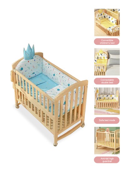 Buy Multifunctional Baby Beside Crib, Infant Toddlers Wood Bed With Double Decker, Baby Swing Cots With Changing Table, Suittable From 0-12Years in Saudi Arabia