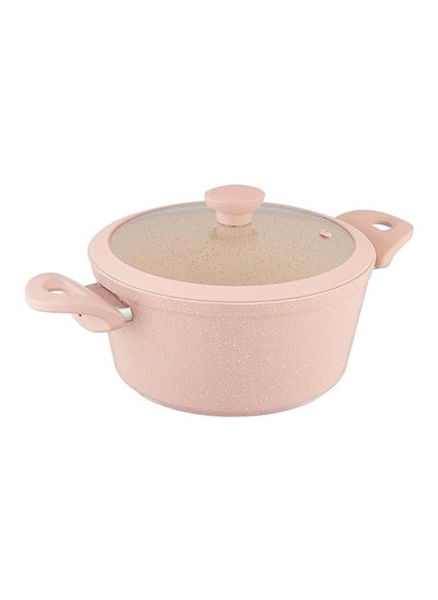 Buy Top Chef Pot Granite Size 28 Rose Glass Lid in Egypt