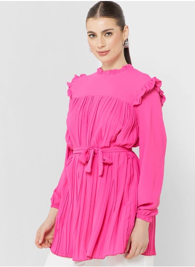 Buy Pleated Tunic With Belt in UAE