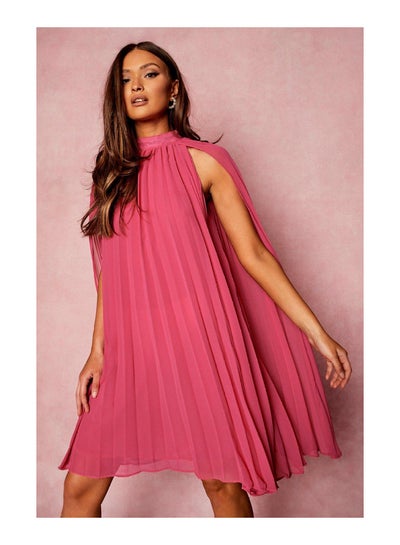Buy Pleated Cape Swing Dress in UAE