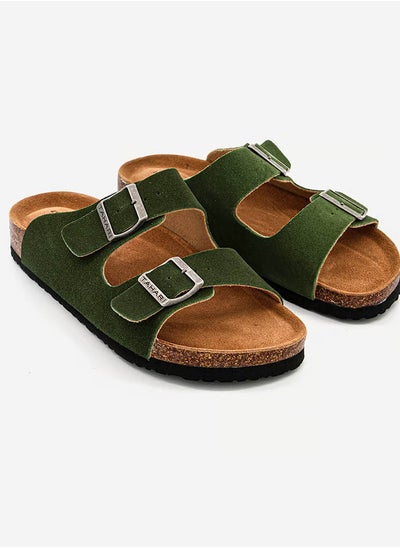 Buy Women's Double Buckle Strap Cork Slides Classic Double-Strap Sandals - Unisex in UAE