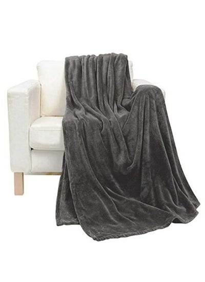 Buy Soft Flannel Fleece Blanket, Dark Gray, Single Size, 200 * 160 cm in UAE