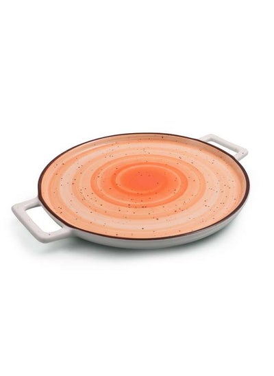 اشتري Color Glaze Porcelain Pizza Plate 32.5x26.5 cm,Orange في الامارات