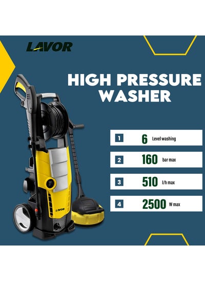 Buy High Pressure Cleaners With Reel 220V 50/60Hz, High Efficiency Car Washer With 160 Bar Pressure, 2500W, 510 L/h Flow Powerful in Saudi Arabia