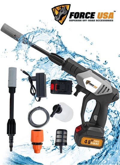 Buy Washer Gun Large 48VF 60Bar Water Flow High-Pressure Washer Gun Cordless Cleaner Tool Car and Floors Washer Gun Rechargeable 10 pieces With Large Nozzle Sprayer in UAE