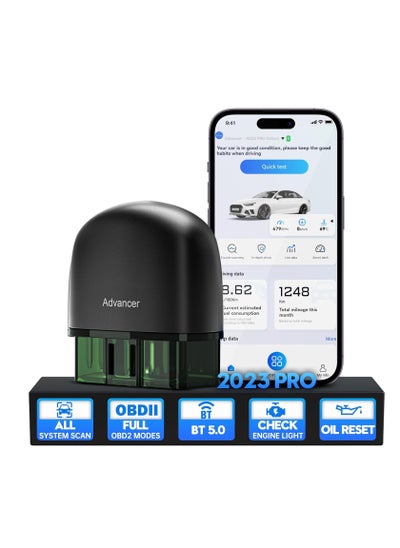 Buy Advancer AD20 Pro Wireless OBD2 Scanner Diagnostic Tool - Compatible with iPhone & Android - Enhanced Car Code Reader - All System Scan, Oil Reset, CEL Turn Off, Performance and Voltage Test in UAE