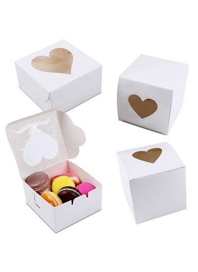 White Cardboard Gift Box Kraft Paper with Heart Shape Cake Boxes [4x4x2 ...