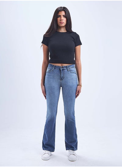 Buy High-Waist Medium washed Flare Jeans in Egypt