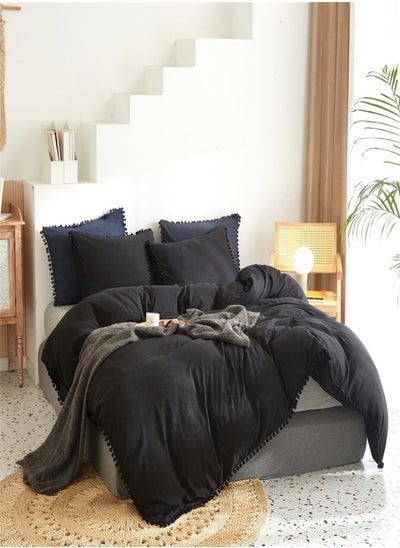 اشتري 4-Piece Bedding Comforter Set Queen(Black) في الامارات