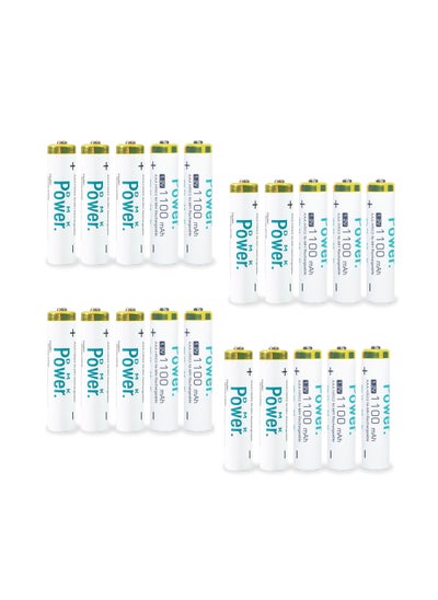 Buy DMK Power 20 Pcs Rechargeable AAA Batteries ,1100mAh High Capacity Batteries 1.2V NiMH Low Self Discharge for House hold devices, toys, remote, etc... in UAE