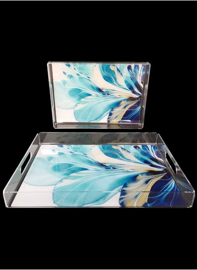 Buy 2-Piece Transparent Serving Tray Set in Saudi Arabia