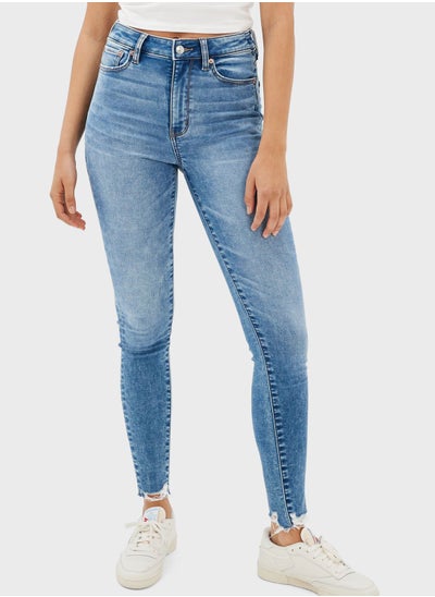 Buy Ripped Hem Jeggings in UAE