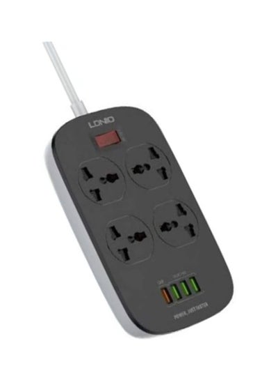 Buy LDNIO SC4407 Fast Charging Power Strip Contains Four Triple Socket Outlets With 4 USB Ports And 2M Cable Length 2500 Watt - Black in Egypt