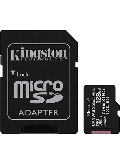 Buy kingston 128GB micSDXC Canvas Select Plus 100R A1 C10 Card + ADP, SDCS2/128GB, black in Egypt