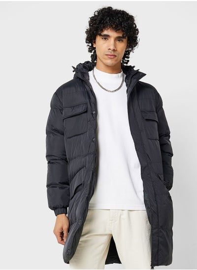 Buy Mens Padded Hooded Longline Jacket; X2 in Saudi Arabia