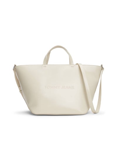 Buy Women's Essential Embossed Logo Small Tote - Faux Leather, Beige in UAE