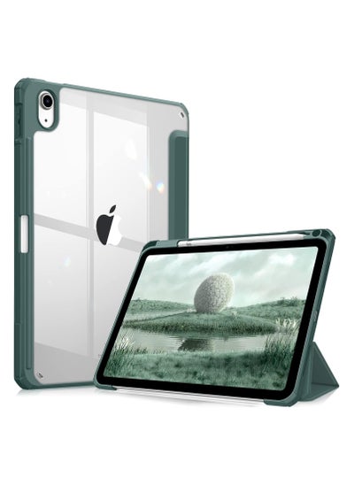 اشتري Hybrid Case Compatible with iPad 10th Generation 2022 (10.9 Inch) - [Ultra Slim] Shockproof Clear Cover with Built-in Pencil Holder, Auto Wake/Sleep, Midnight Green في مصر