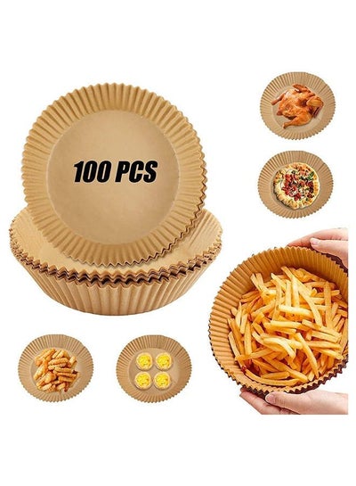 Buy Air Fryer Liners, 6.3 Inches 100Pcs Air Fryer Paper Liners Air Fryer Disposable Paper Liner Non-Stick, Oil-Proof, Water-Proof. Food Grade Baking Paper For Roasting Microwave in Egypt