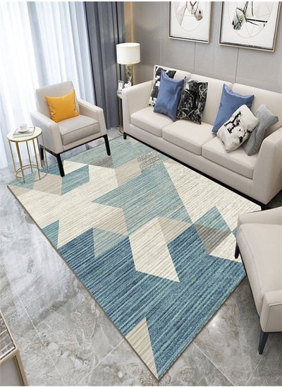 Buy Warm Luxurious Modern Printed Rectangular Anti-Slip Carpet Multicolour 140x200cm in UAE