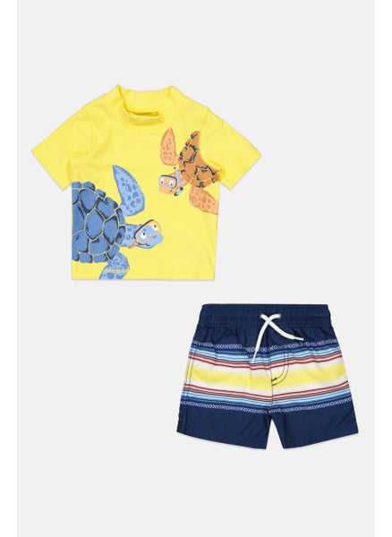 اشتري Toddlers Boy 2 Pc Printed Swimwear Set, Yellow Combo في الامارات