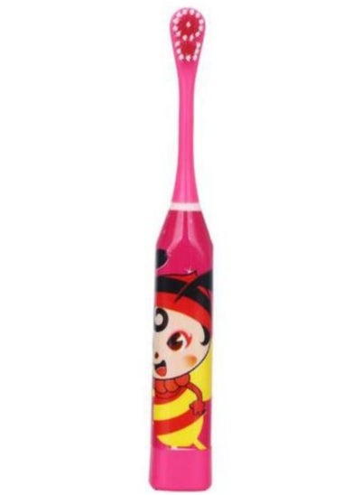 Buy Ultrasonic Cartoon Printed Electric Children's Toothbrush ，Super Soft Waterproof Teeth Cleaning Artifact Battery Powered，Superior Cleaning Ability，Kid-Friendly Sensitive Mode， (2 Heads) (Red) in UAE